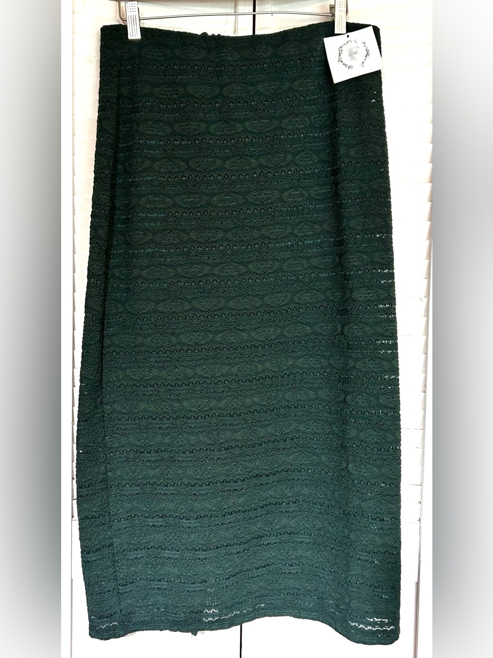 FRAY boutique NWT Womens size medium green long lace midi maxi skirt